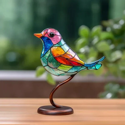 AetherFlair - Handgemaakte kleurrijke glazen vogel voor decor