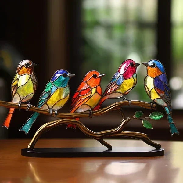 AetherFlair - Handgemaakte kleurrijke glazen vogel voor decor