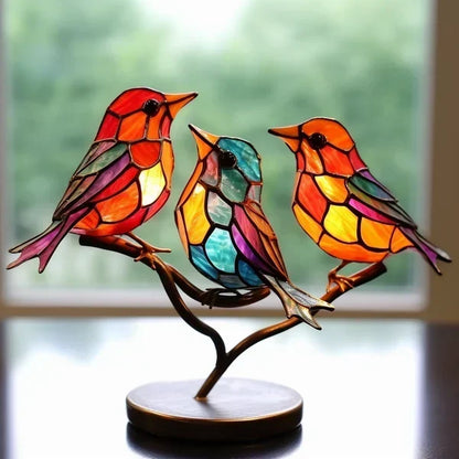AetherFlair - Handgemaakte kleurrijke glazen vogel voor decor