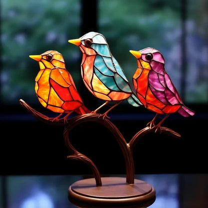 AetherFlair - Handgemaakte kleurrijke glazen vogel voor decor