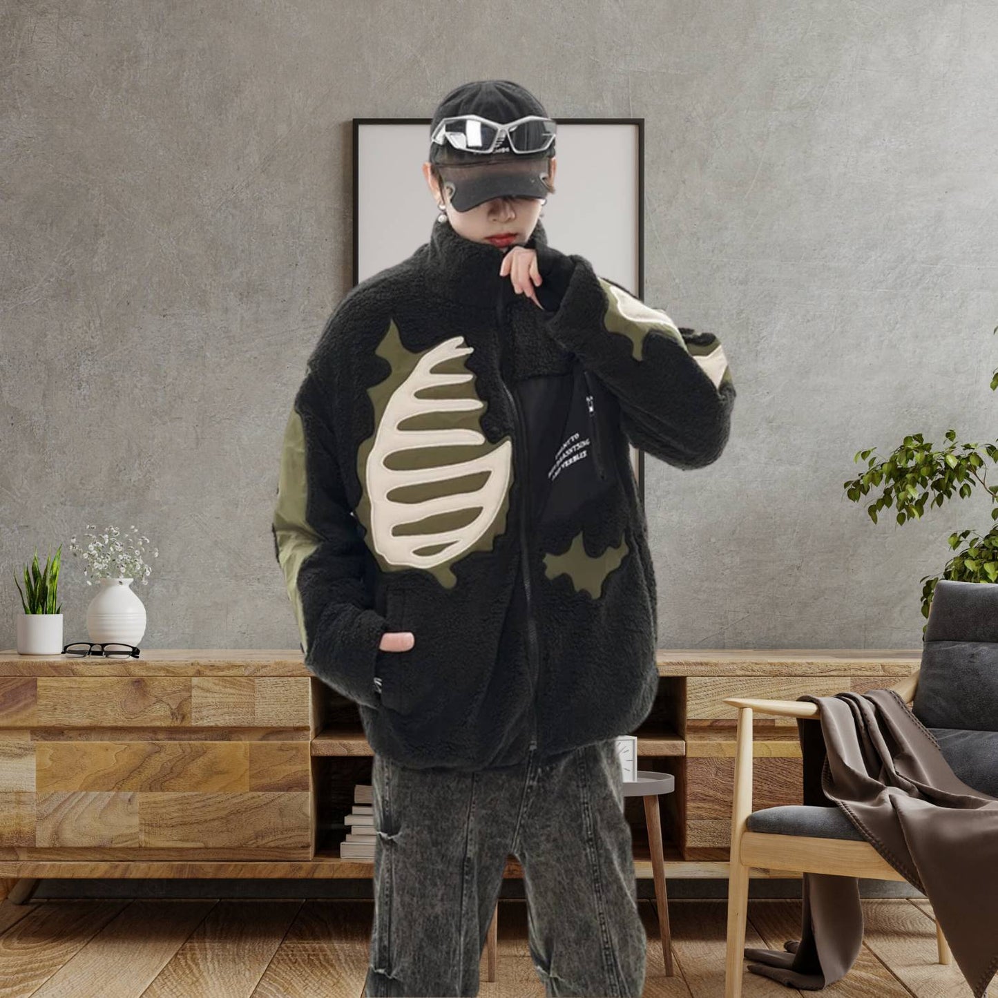 Unisex Skeleton Fleece Jacket – Unieke Streetwear voor een Stoere Look