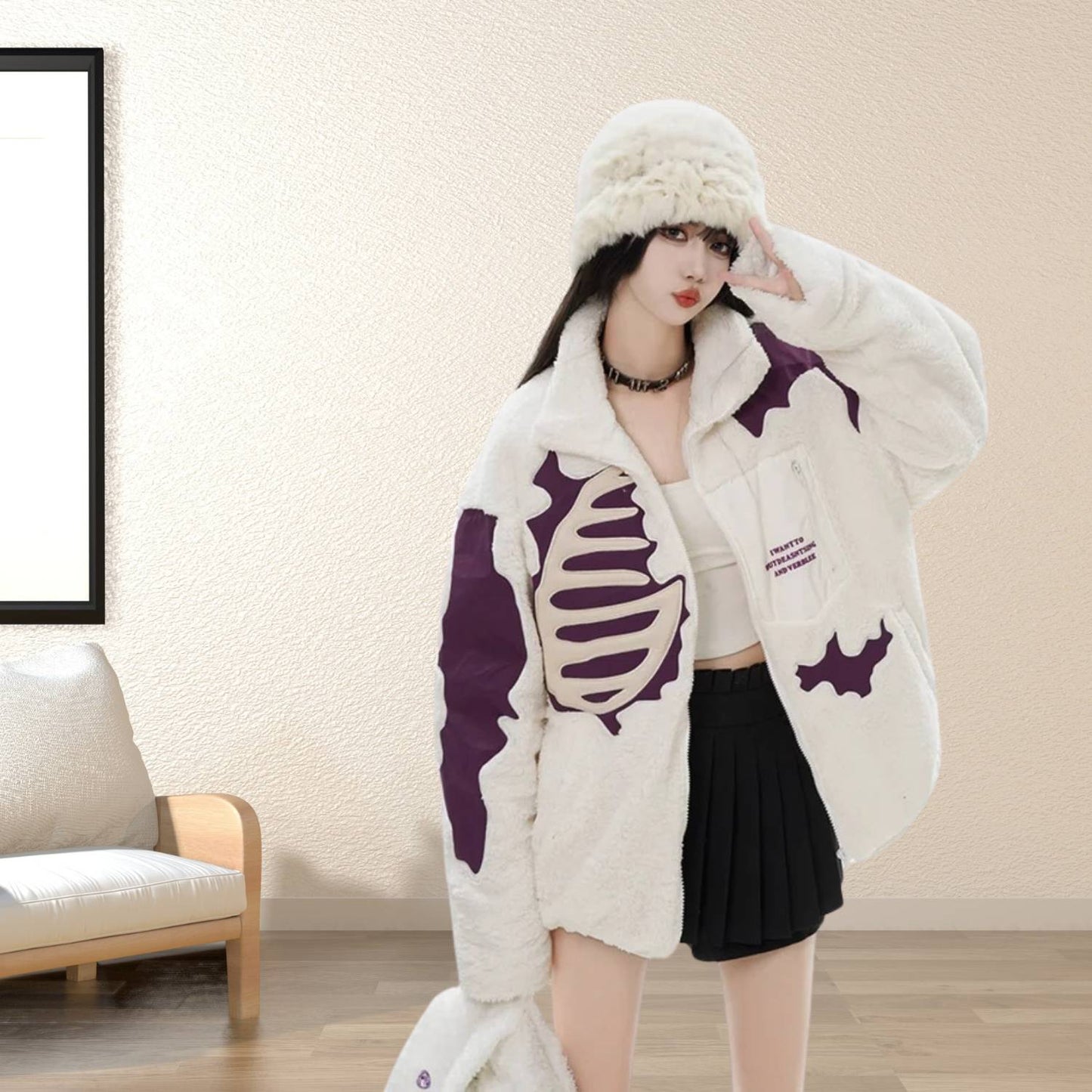Unisex Skeleton Fleece Jacket – Unieke Streetwear voor een Stoere Look