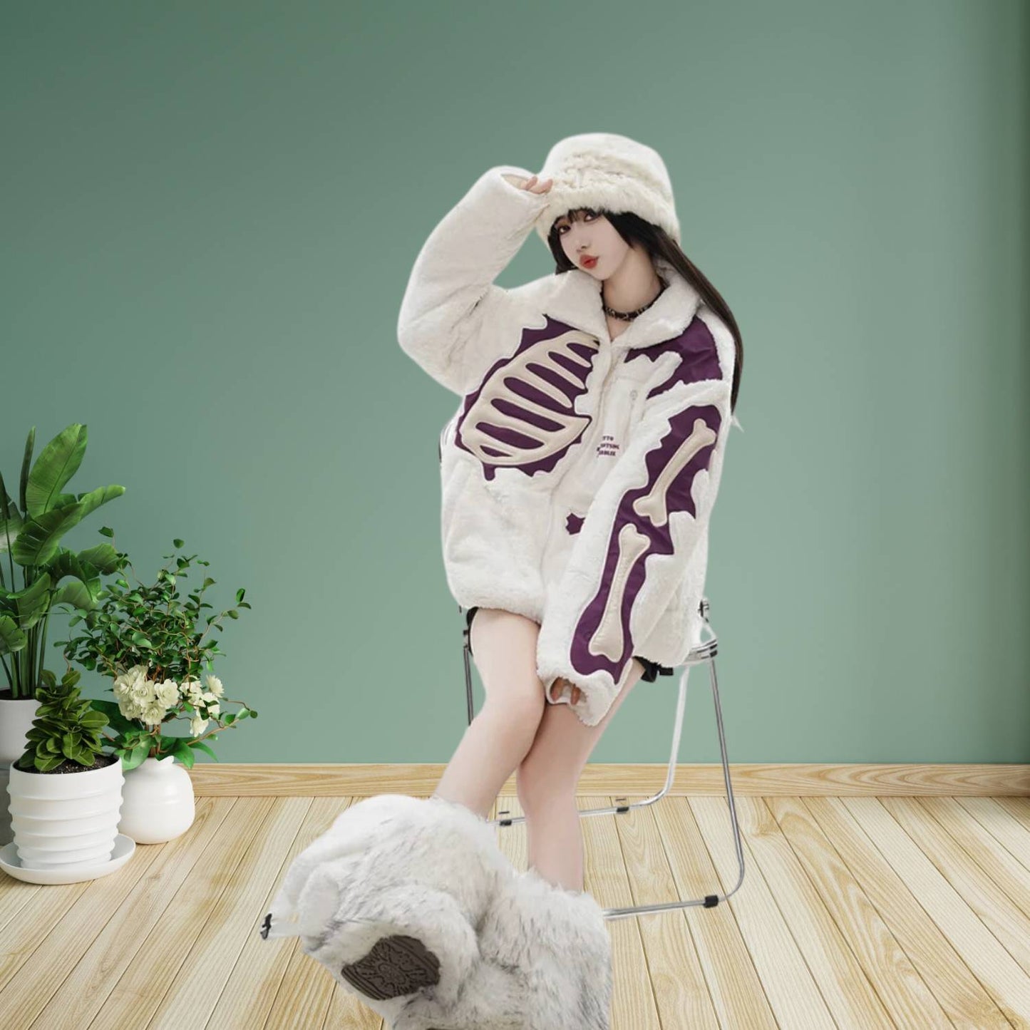 Unisex Skeleton Fleece Jacket – Unieke Streetwear voor een Stoere Look