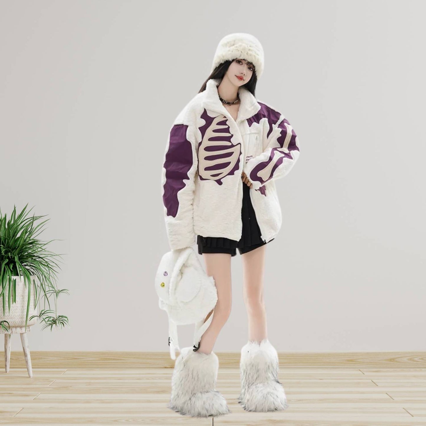 Unisex Skeleton Fleece Jacket – Unieke Streetwear voor een Stoere Look