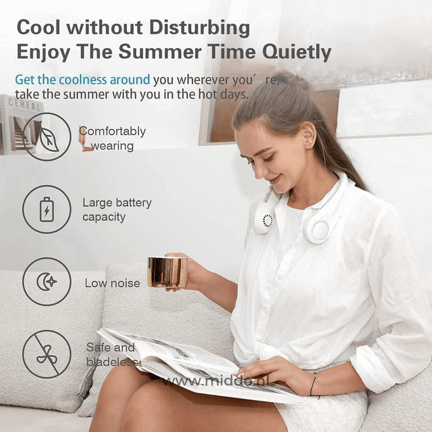 NekFan- Draagbare Oplaadbare Nekventilator voor Directe Verkoeling!