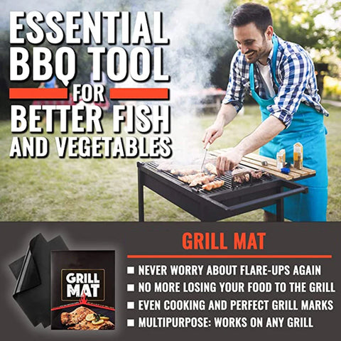 Hittebestendige Non-Stick Herbruikbare BBQ Grillmat (60x40 cm) voor Barbecue & Oven