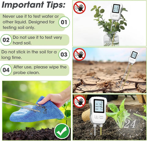 3-in-1 Digitale Bodemmeter (PH, Vocht & Temperatuur, LCD Display, Tuin & Kamerplanten Tester)