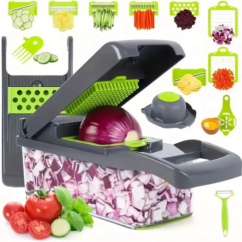 Multifunctionele Groentesnijder (Dicer, Rasp & Hakmolen, Roestvrijstaal, Keukenhulp)