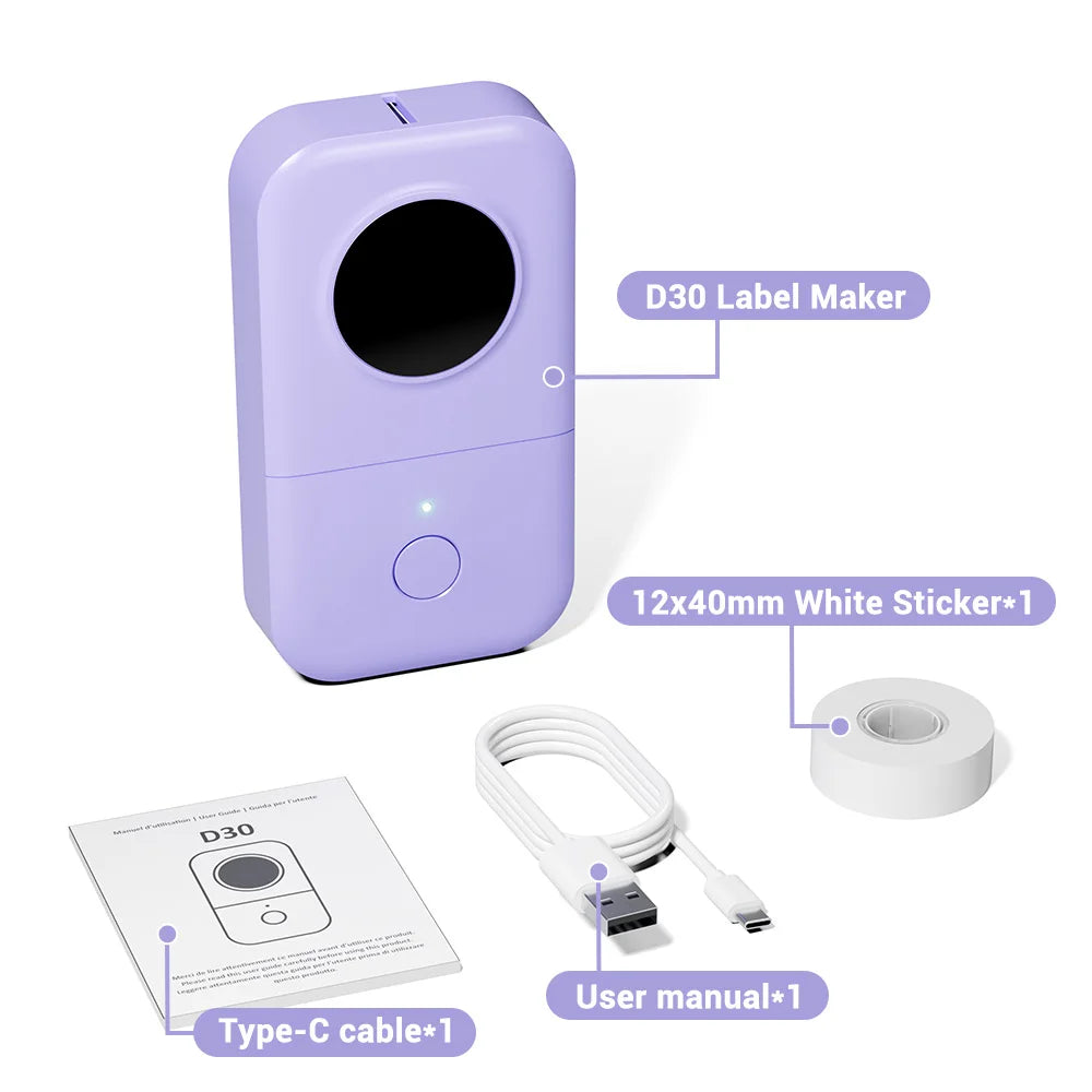 Draagbare Bluetooth Labelprinter (Oplaadbaar, Sticker- & Labelmaker, iOS & Android, Voor Thuis, Kantoor & School)