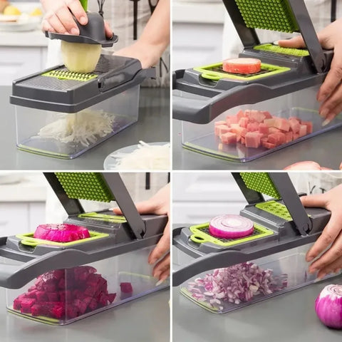 Multifunctionele Groentesnijder (Dicer, Rasp & Hakmolen, Roestvrijstaal, Keukenhulp)