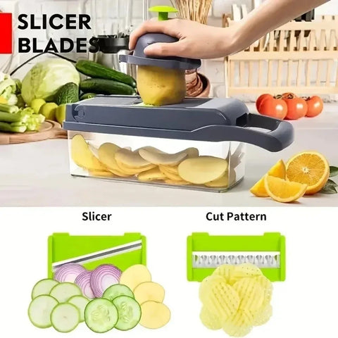 Multifunctionele Groentesnijder (Dicer, Rasp & Hakmolen, Roestvrijstaal, Keukenhulp)