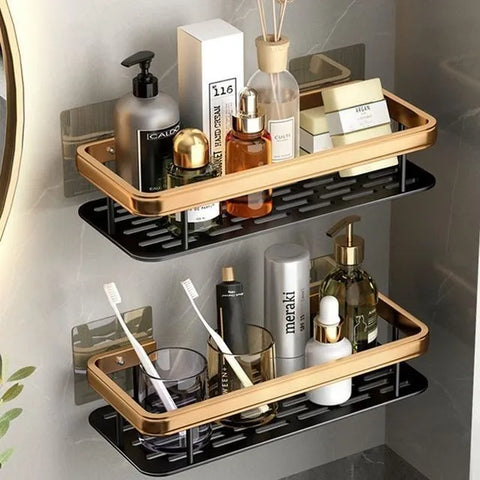 Luxe Aluminium Doucheplank (Geen Boren, Roestvrij, Zelfklevend, Opbergplank voor Shampoo & Badkamerbenodigdheden)