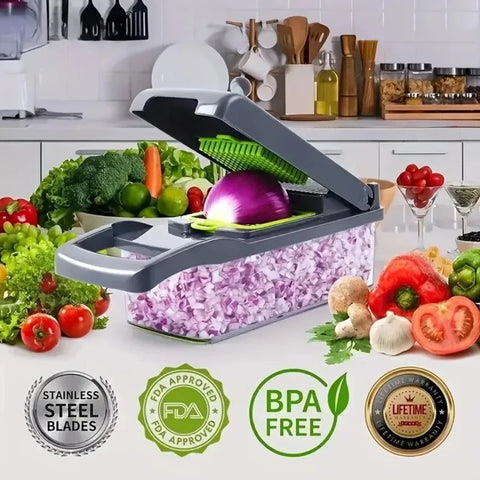 Multifunctionele Groentesnijder (Dicer, Rasp & Hakmolen, Roestvrijstaal, Keukenhulp)