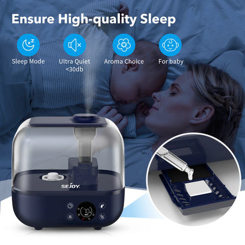 Sejoy Luchtbevochtiger (Aromatherapie, Humidifier, Grote Capaciteit, Voor Slaapkamer & Woonkamer)