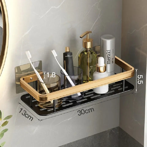 Luxe Aluminium Doucheplank (Geen Boren, Roestvrij, Zelfklevend, Opbergplank voor Shampoo & Badkamerbenodigdheden)