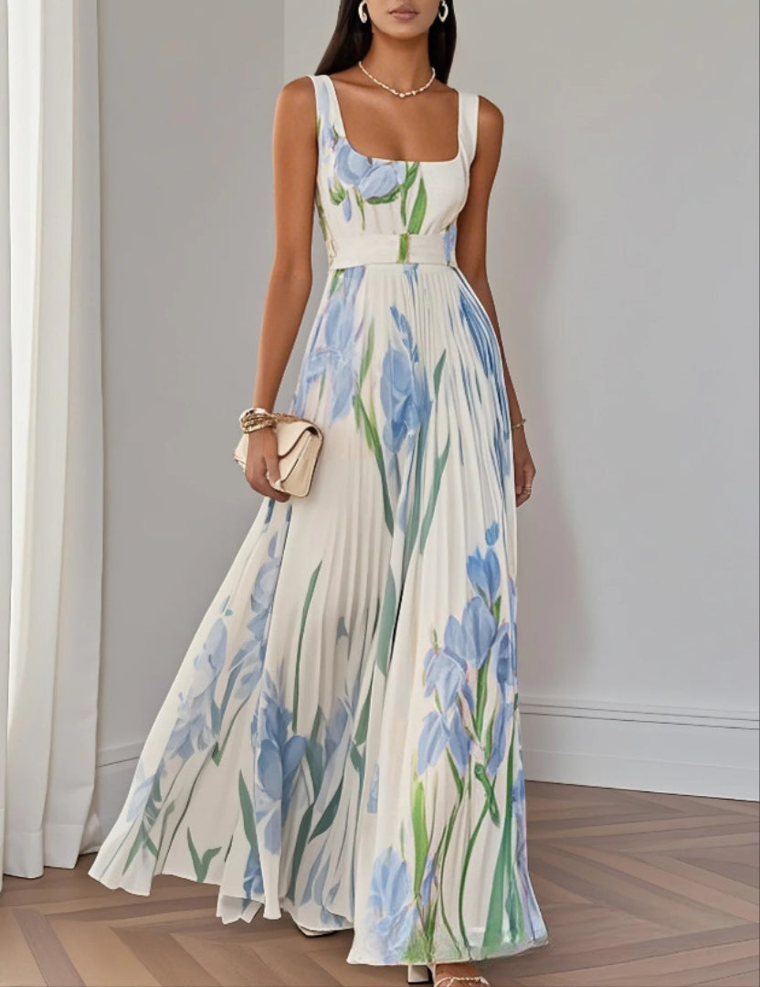 Fiora | Zomerse plisséjurk met romantische bloemenprint