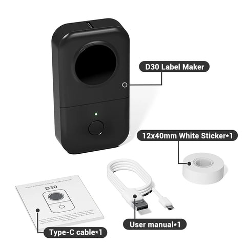 Draagbare Bluetooth Labelprinter (Oplaadbaar, Sticker- & Labelmaker, iOS & Android, Voor Thuis, Kantoor & School)