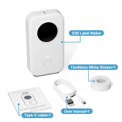 Draagbare Bluetooth Labelprinter (Oplaadbaar, Sticker- & Labelmaker, iOS & Android, Voor Thuis, Kantoor & School)