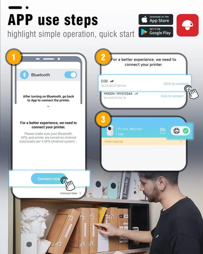 Draagbare Bluetooth Labelprinter (Oplaadbaar, Sticker- & Labelmaker, iOS & Android, Voor Thuis, Kantoor & School)