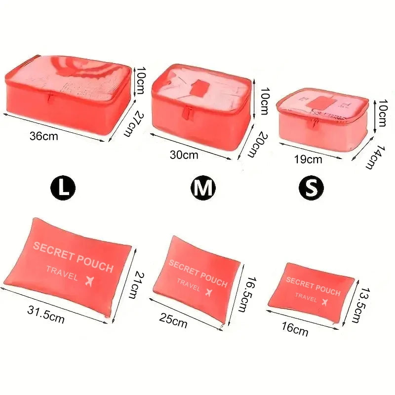 6-Delige Waterdichte Reisopbergtassen (Grote Capaciteit, Ruimtebesparend Bagage)