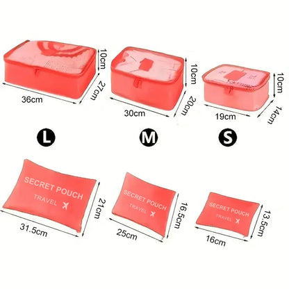 6-Delige Waterdichte Reisopbergtassen (Grote Capaciteit, Ruimtebesparend Bagage)