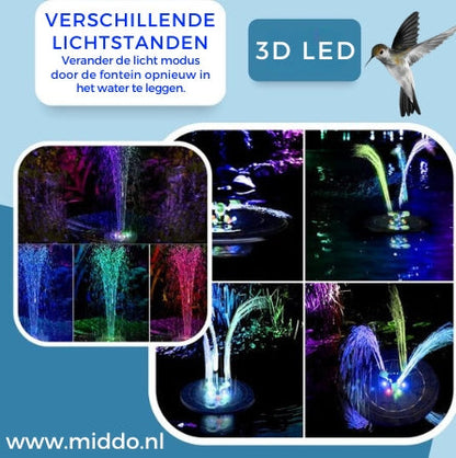 Milieuvriendelijke fontein voor bakken en vijvers met onze Solar Oasis