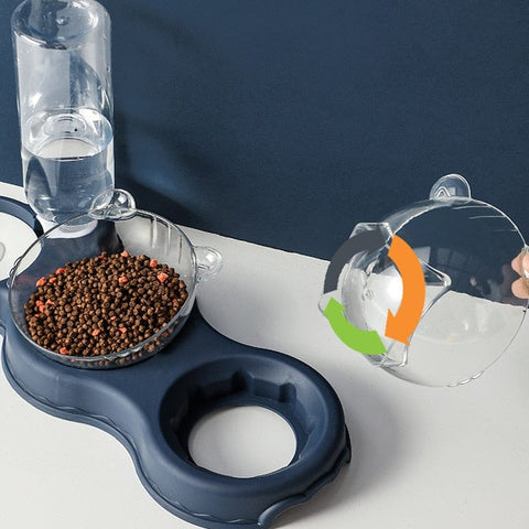 3-in-1 Voerbak Kat & Hond met Waterreservoir – Voor Droogvoer, Natvoer & Drinkwater