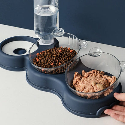 3-in-1 Voerbak Kat & Hond met Waterreservoir – Voor Droogvoer, Natvoer & Drinkwater