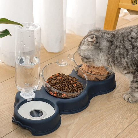 3-in-1 Voerbak Kat & Hond met Waterreservoir – Voor Droogvoer, Natvoer & Drinkwater