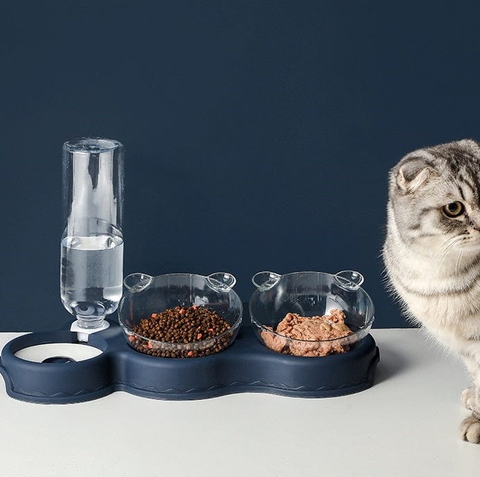 3-in-1 Voerbak Kat & Hond met Waterreservoir – Voor Droogvoer, Natvoer & Drinkwater