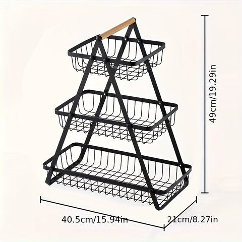 Twee- en Drie-Laagse Opbergmand met Houten Handvat