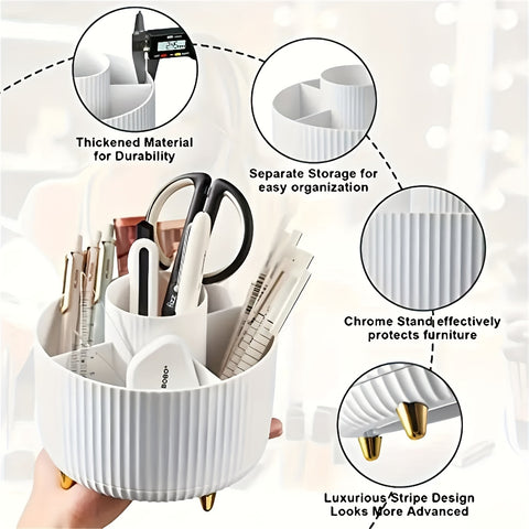 360° Draaibare Make-up Organizer (5 Vakken, Luxe Opbergdoos voor Cosmetica, Penselen & Skincare)