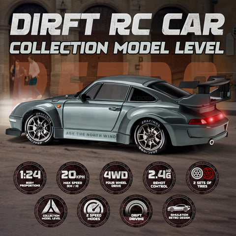 RC Drift Auto – 4WD, Draadloos, USB Oplaadbaar, LED Verlichting, Snel & Wendbaar