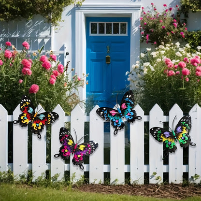 Metalen Vlinder Wanddecoratie (Set van 4 Stuks) voor Binnen & Buiten
