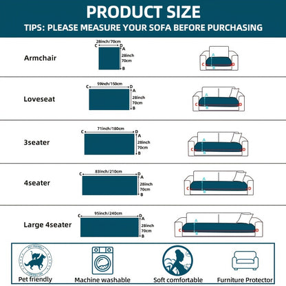 Luxe Dikke Pluche Bankhoes (Wasbaar, Anti-Slip, Huisdiervriendelijk, Bohemian Stijl, Bescherming voor Bank & Meubels)