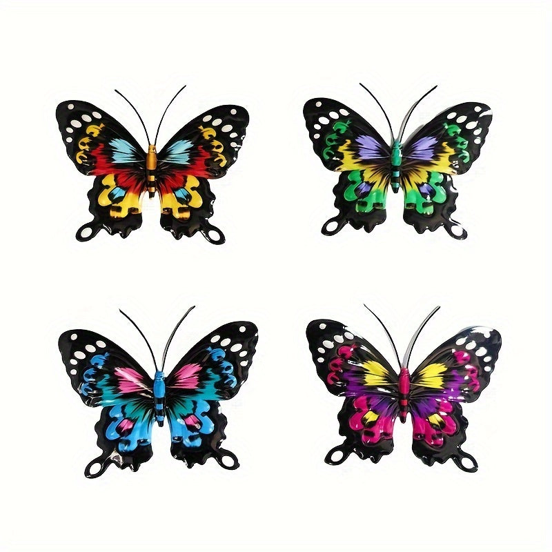Metalen Vlinder Wanddecoratie (Set van 4 Stuks) voor Binnen & Buiten