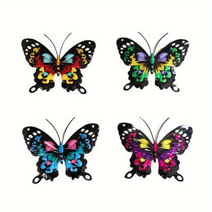 Metalen Vlinder Wanddecoratie (Set van 4 Stuks) voor Binnen & Buiten