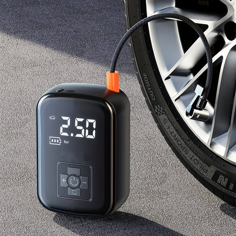 Draagbare Auto Luchtcompressor (USB-C Oplaadbaar, LED Licht, Snelle Bandenpomp voor Auto, Motor & Fiets)