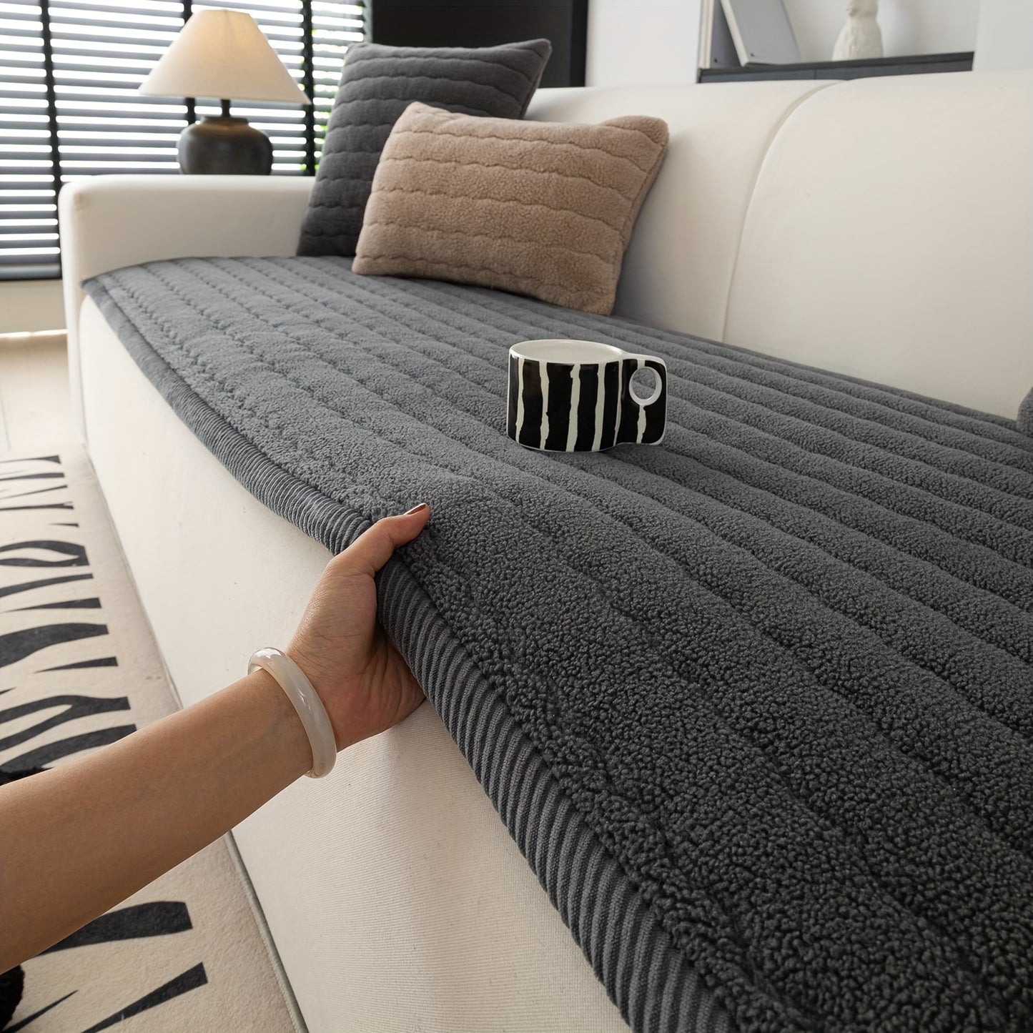 Luxe Dikke Pluche Bankhoes (Wasbaar, Anti-Slip, Huisdiervriendelijk, Bohemian Stijl, Bescherming voor Bank & Meubels)