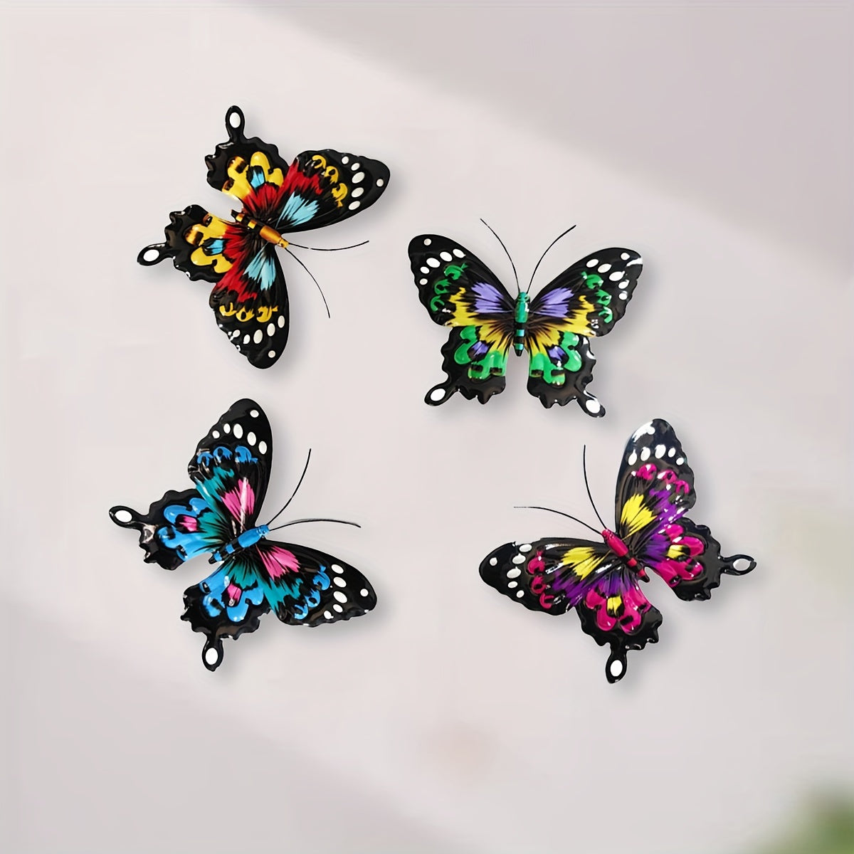 Metalen Vlinder Wanddecoratie (Set van 4 Stuks) voor Binnen & Buiten