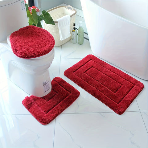 3-delige Ultrafijne Vezel Badkamer Tapijt Set – Sneldrogend en Absorberend