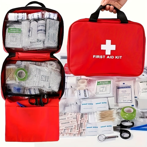 EHBO Kit - 309 Stuks, Draagbaar, Multifunctioneel, Geschikt voor Auto, Outdoor, Kantoor & Thuis)