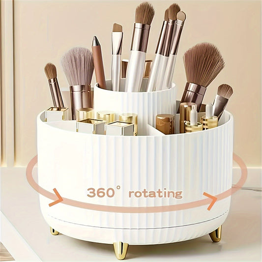 360° Draaibare Make-up Organizer (5 Vakken, Luxe Opbergdoos voor Cosmetica, Penselen & Skincare)