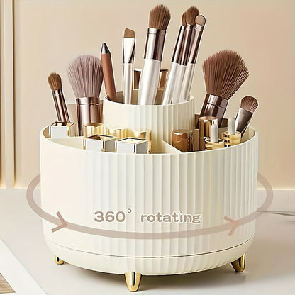 360° Draaibare Make-up Organizer (5 Vakken, Luxe Opbergdoos voor Cosmetica, Penselen & Skincare)
