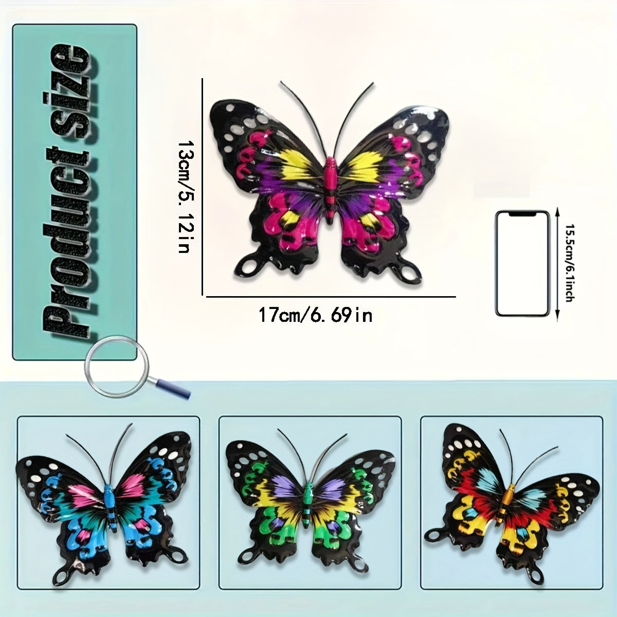 Metalen Vlinder Wanddecoratie (Set van 4 Stuks) voor Binnen & Buiten