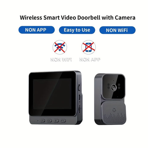 Video Deurbel Camera (HD Display, Nachtzicht, Draadloos, Lange Batterijduur)