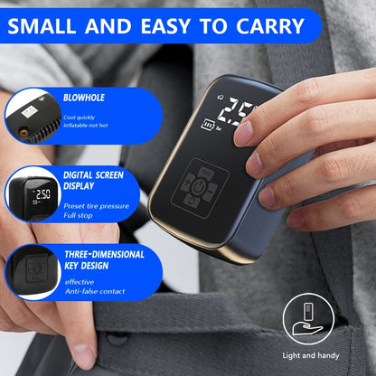 Draagbare Auto Luchtcompressor (USB-C Oplaadbaar, LED Licht, Snelle Bandenpomp voor Auto, Motor & Fiets)