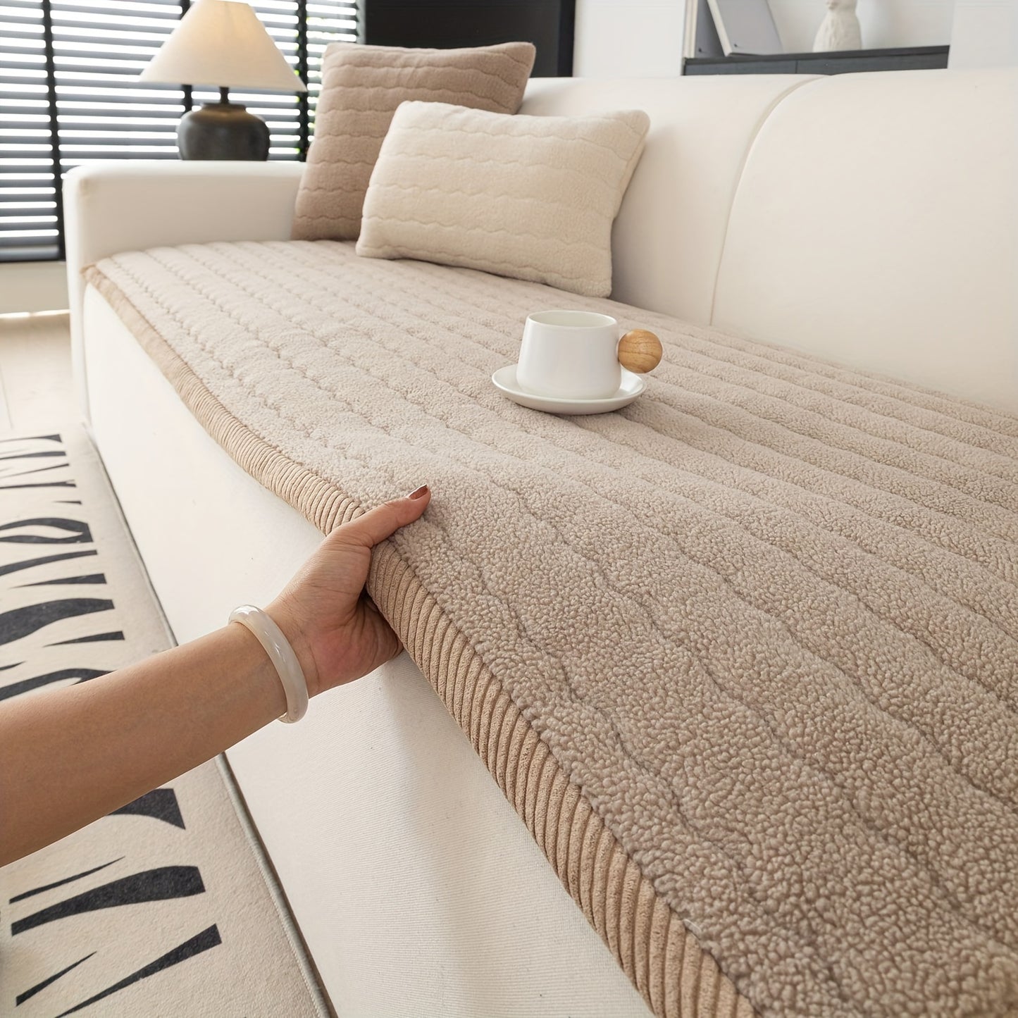 Luxe Dikke Pluche Bankhoes (Wasbaar, Anti-Slip, Huisdiervriendelijk, Bohemian Stijl, Bescherming voor Bank & Meubels)