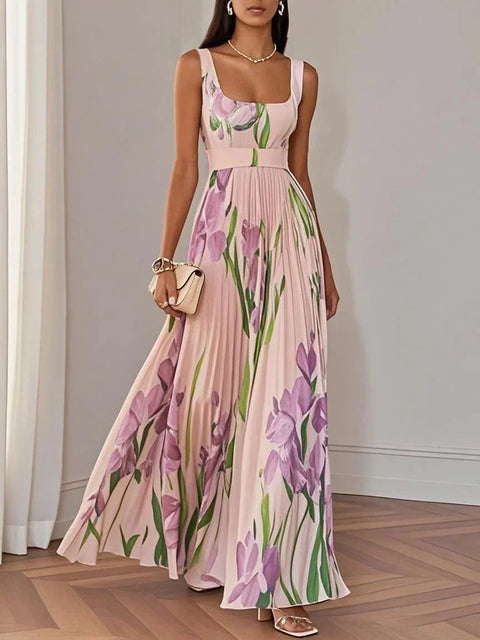 Fiora | Zomerse plisséjurk met romantische bloemenprint