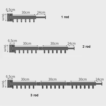 TidyRacks - Uitschuifbaar kledingrek, inklapbare hanger, wandbevestiging.